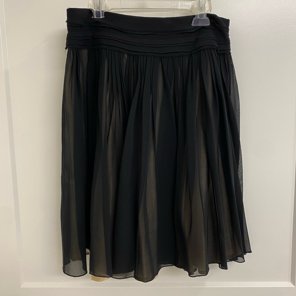 Banana Republic Sheer Silk Lined - Fully Pleated Black Skirt